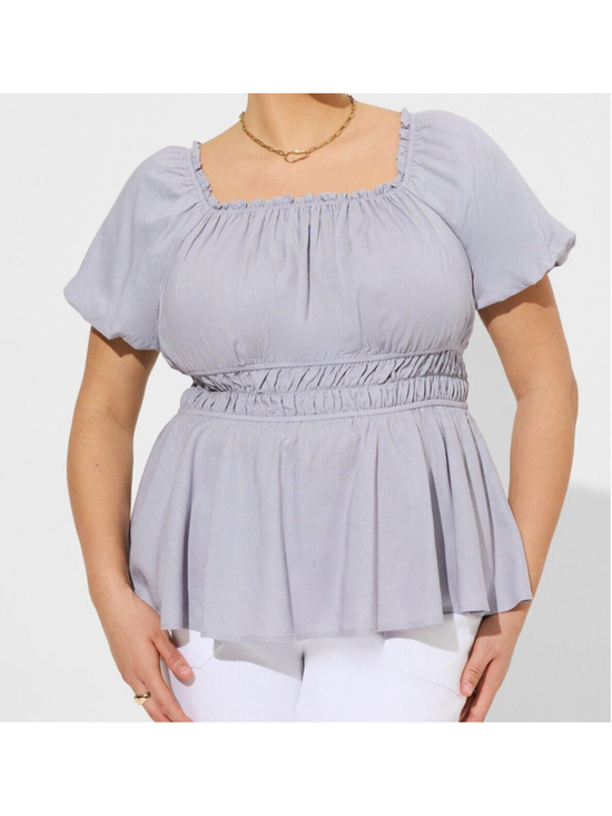 Torrid Tops - TORRID Lavender WOMENS Plus Size 5X Square Neck Peplum BOHO PEASANT TOP Purple